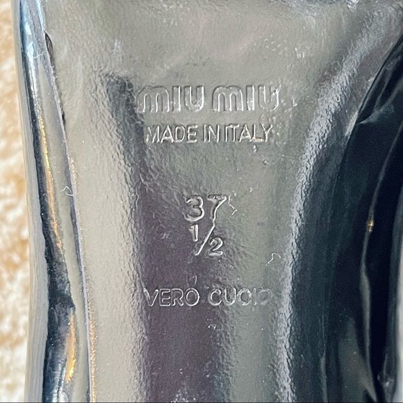 Miu Miu Black Patent Leather Pointy Toe Heels Size 37 1/2 - Picture 9 of 14